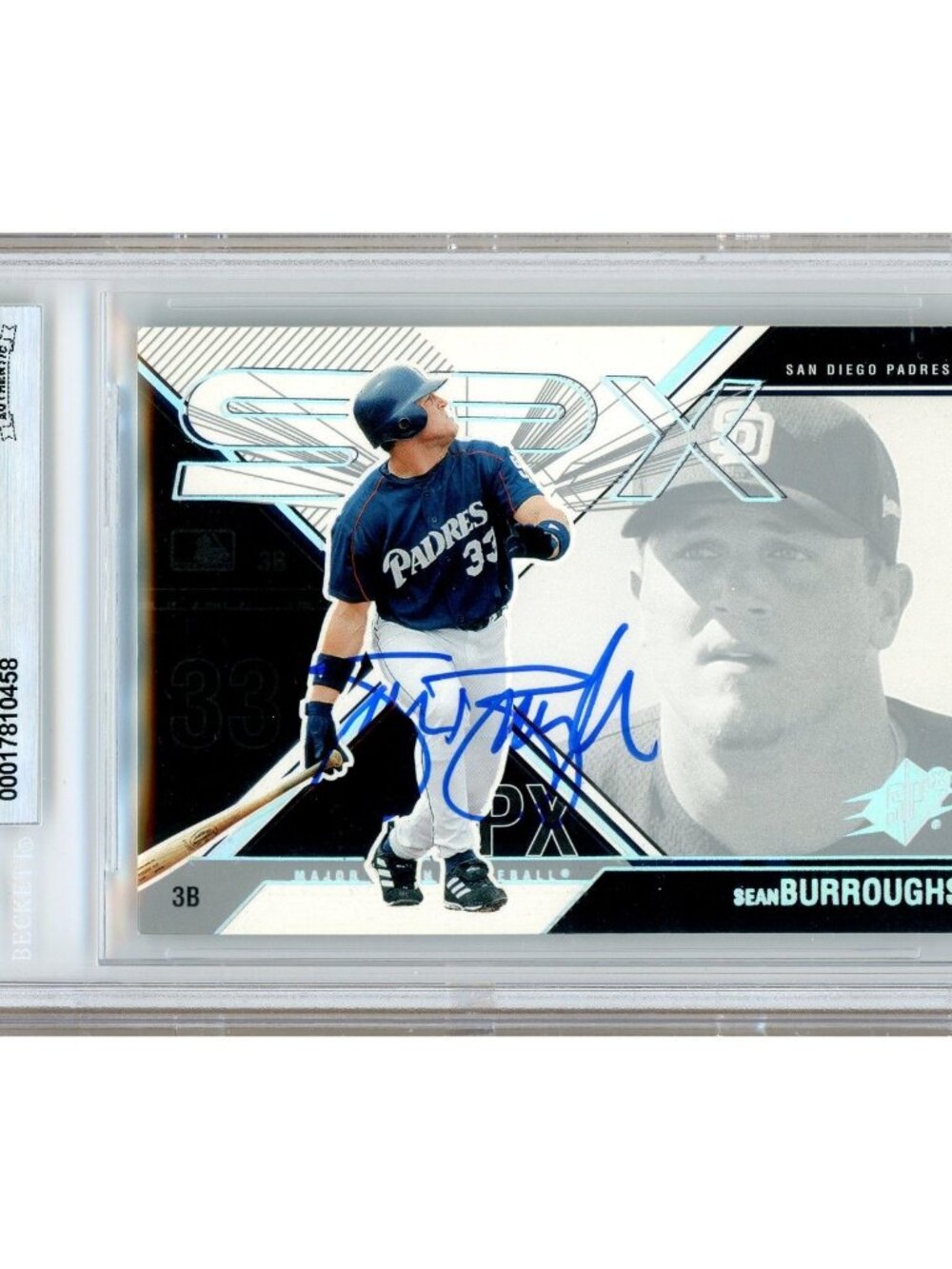 Sean Burroughs Signed 2003 Upper Deck SPx #97 San Diego Padres BAS Slab Auto MLB
